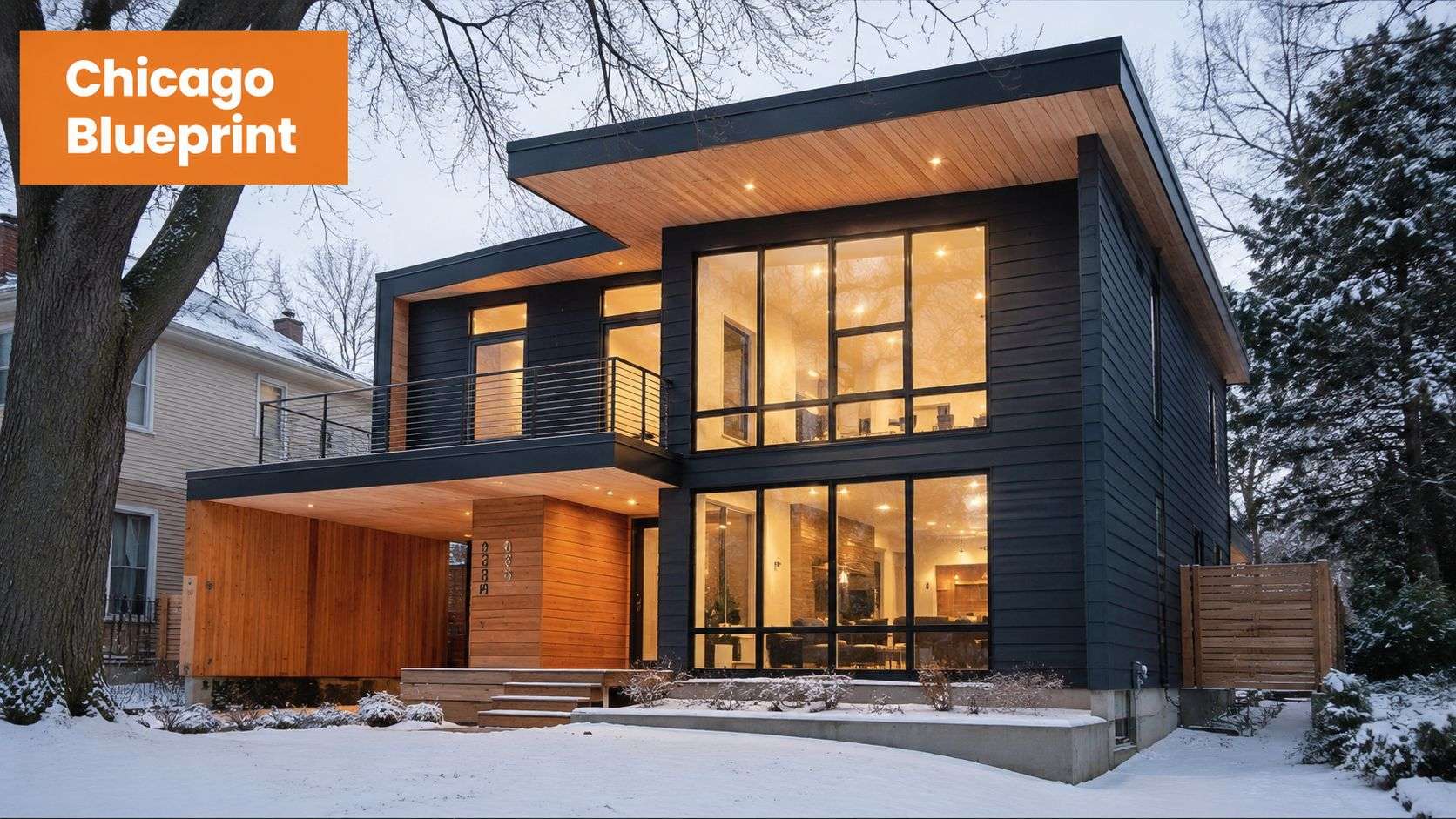 net zero home architect chicago modern home Find Your Net Zero Home Architect Chicago: 2026 Guide For clients looking for a Net Zero Home Architect Chicago, the useful first question is simple: can this house maintain comfort and low energy use in this climate before renewable generation is added? If the answer is yes, the project is on the right track. A modern two-story sustainable net zero home with black siding and wood accents during winter in Chicago.
